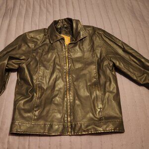Vintage Arizona Faux Leather Jacket Large Mocha Brown Insulated Full Zip
